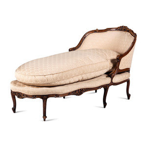 Appraisal: A Louis XV Style Carved Walnut Chaise Lounge Late th