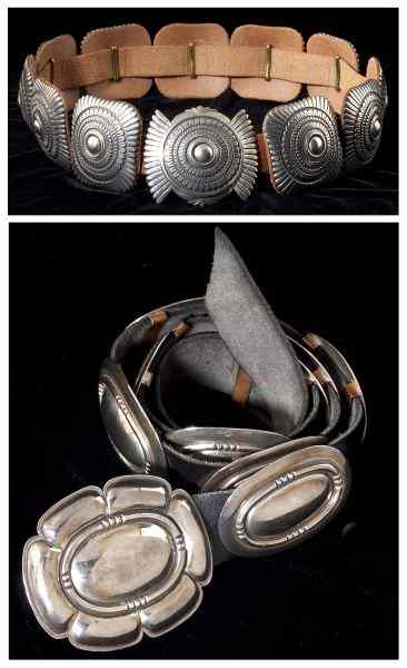 Appraisal: Two Sterling Silver Concha Belts signedthe first by Frank Patania