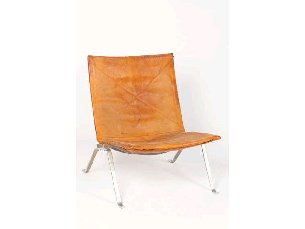 Appraisal: POUL KJAERHOLM A LOW CHAIR MODEL PK with leather upholstered