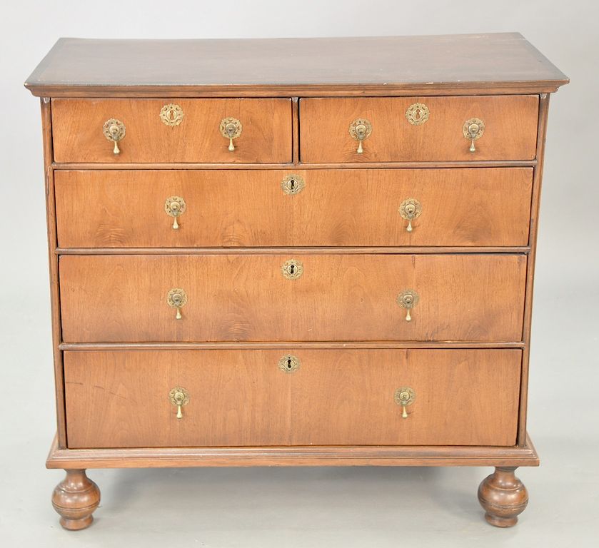 Appraisal: William and Mary two over three drawer chest on replaced