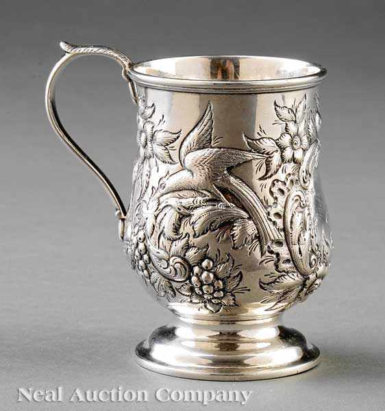 Appraisal: An American Coin Silver Repouss Cup A E Warner Baltimore