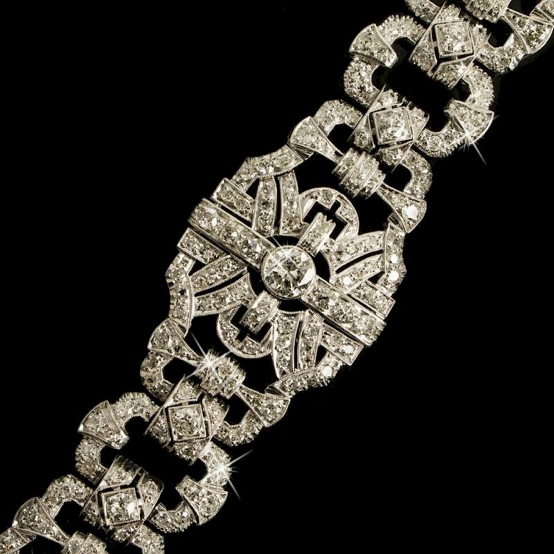 Appraisal: K Diamond Art Deco Replica Bracelet k white gold Art