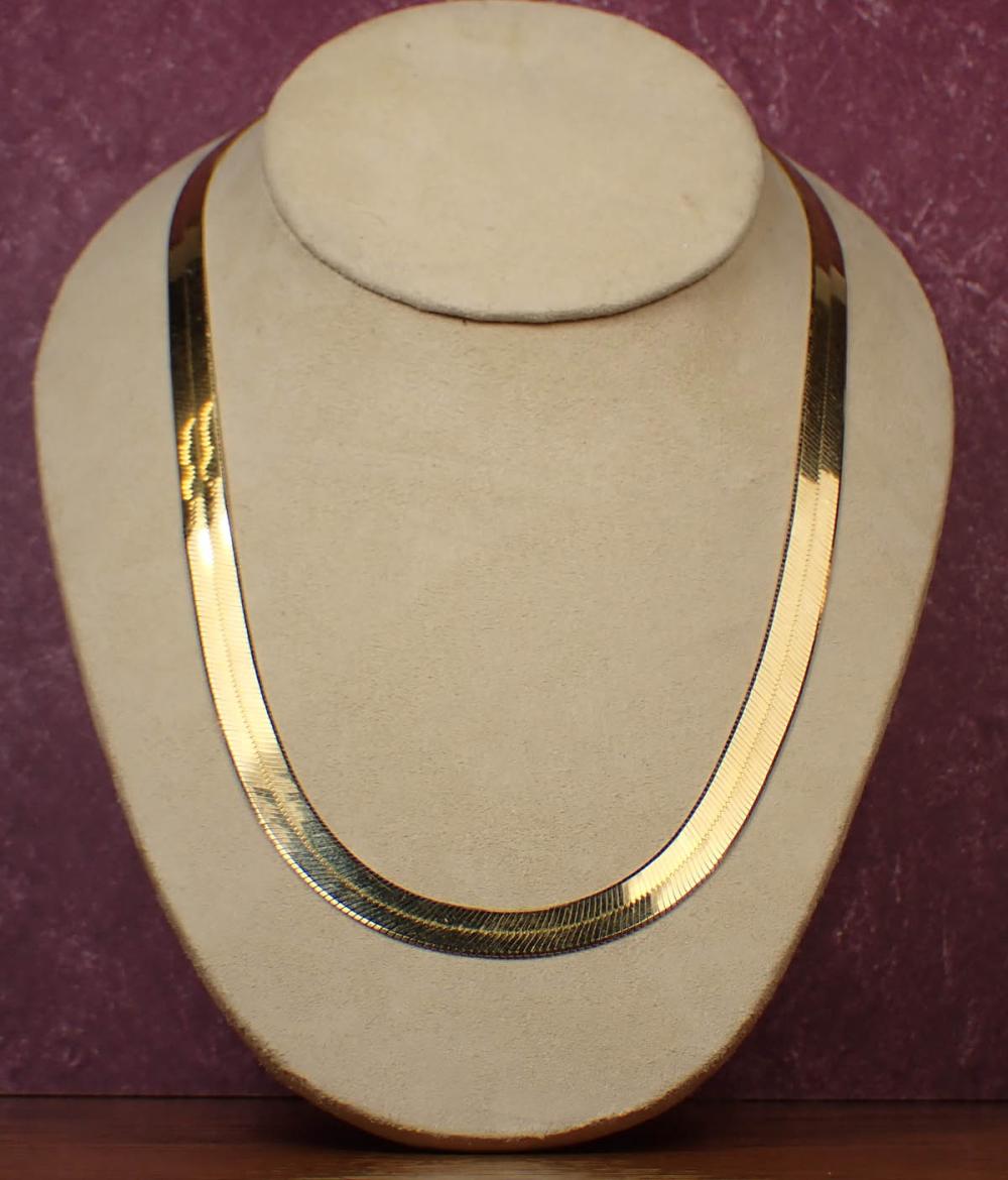 Appraisal: ITALIAN MADE FOURTEEN GOLD HERRINGBONE CHAIN The k yellow gold