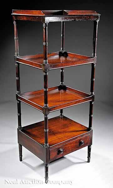 Appraisal: An American Classical Mahogany What-Not c Boston three galleried tiers