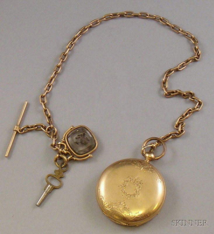 Appraisal: Swiss Gold Hunter Case Key-wind Savonnette Pocket Watch and kt