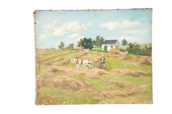 Appraisal: HAYING SCENE BY THOMAS CORWIN LINDSAY CINCINNATI OHIO - Oil