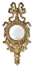 Appraisal: A late th century French gilt circular mirror with ribbon