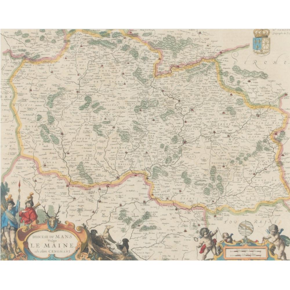 Appraisal: FRENCH LE MAINE HAND COLORED MAP ENGRAVING CENTRAL FRANCE BY