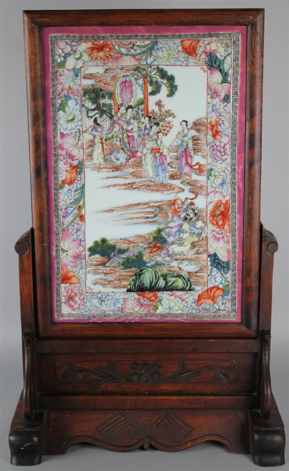 Appraisal: CHINESE FAMILLE ROSE PLAQUE QING DYNASTY LATE TH CENTURY of