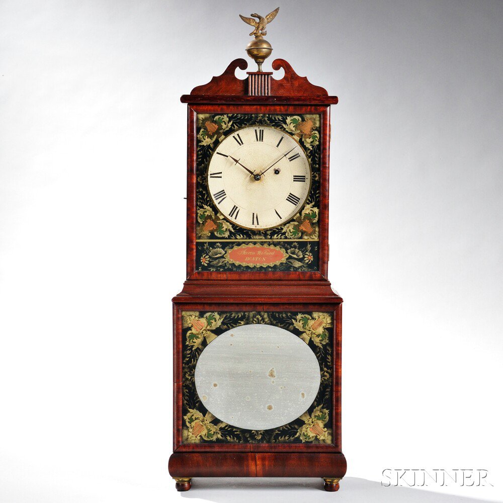 Appraisal: Aaron Willard Dish Dial Shelf Clock Boston c scroll-top mahogany