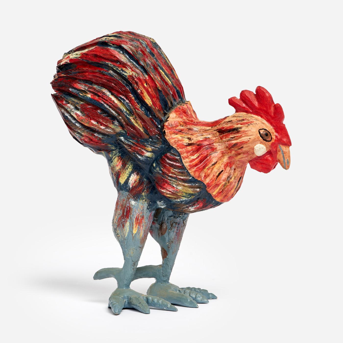 Appraisal: FRANK BRITO JR ROOSTER WOOD CARVING Frank Brito Jr New