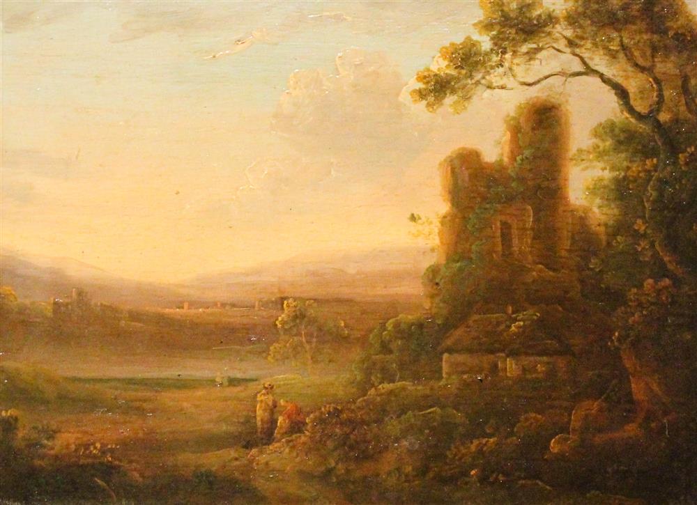 Appraisal: ATTRIBUTED TO JULIUS CAESAR IBBETSON BRITISH - LANDSCAPE WITH FIGURES