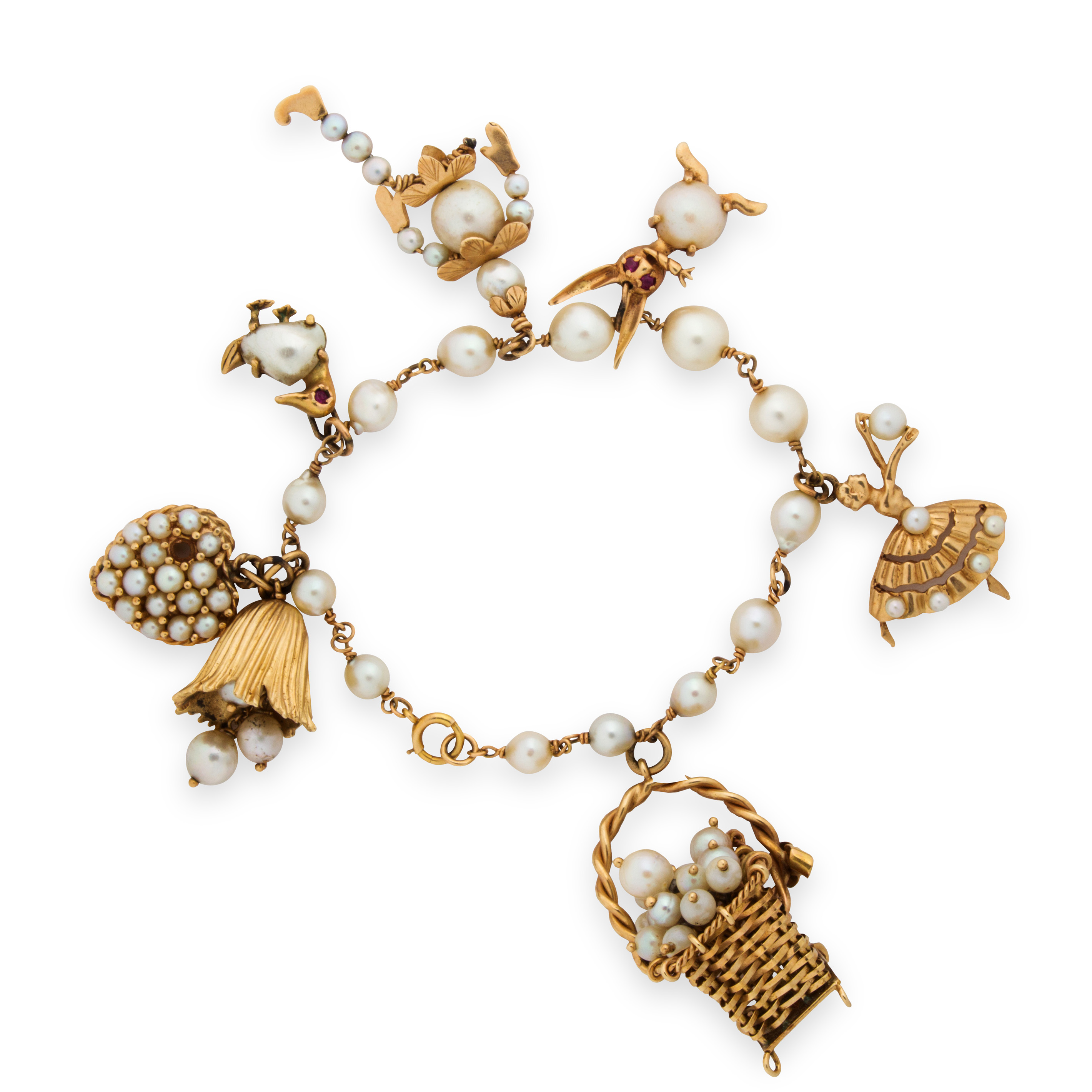 Appraisal: A PEARL AND FOURTEEN KARAT GOLD BRACELET A pearl and