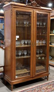 Appraisal: Louis XVI style oak display case having a floral carved