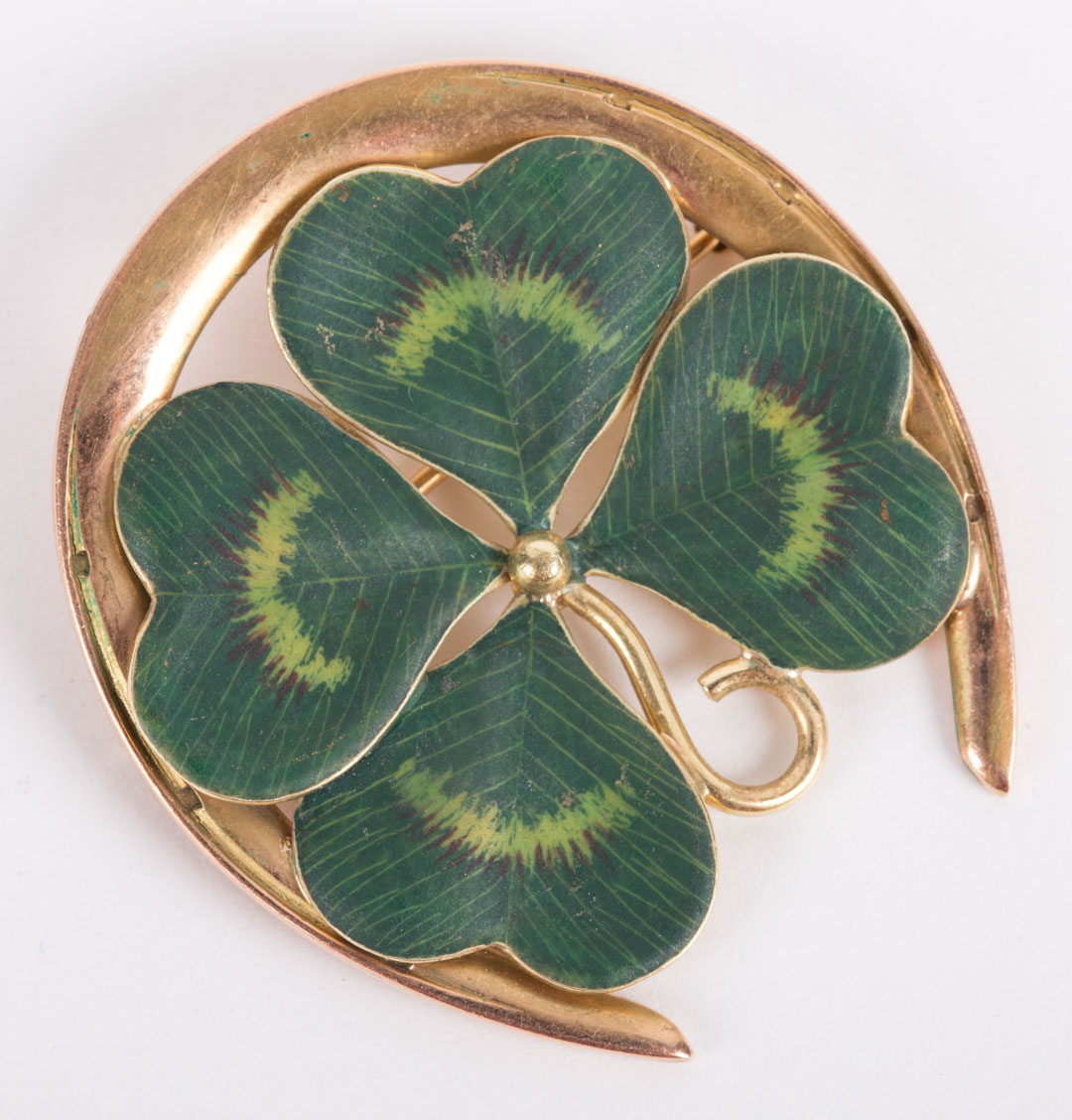 Appraisal: A Horseshoe Four Leaf Clover Brooch horseshoe and four leaf