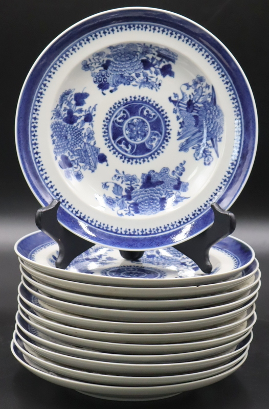 Appraisal: CHINESE EXPORT FITZHUGH BLUE AND WHITE BOWLS Chinese Export Fitzhugh