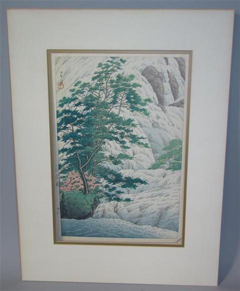 Appraisal: HASUI KAWASE - Yutaki Waterfall in Nikko x mm an