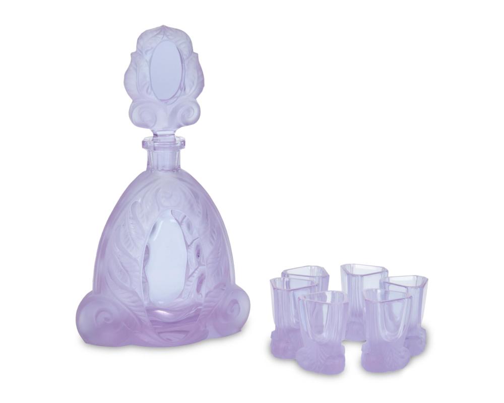 Appraisal: An Art Deco-style glass ap ritif set th Century Two