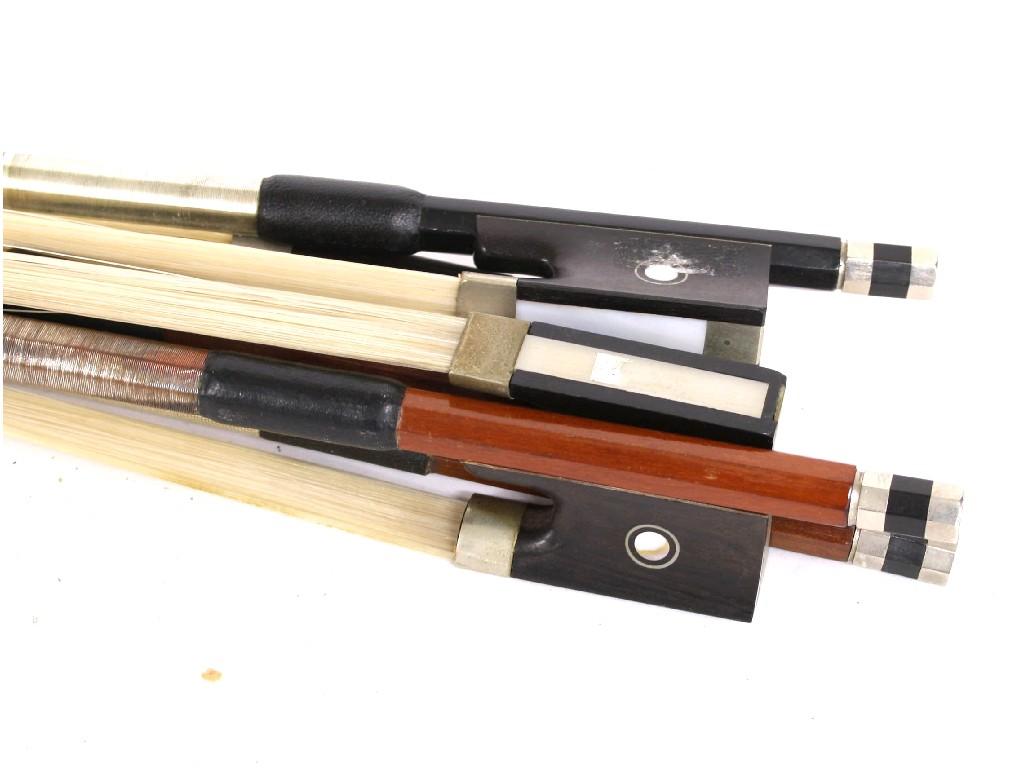 Appraisal: Four violin bows