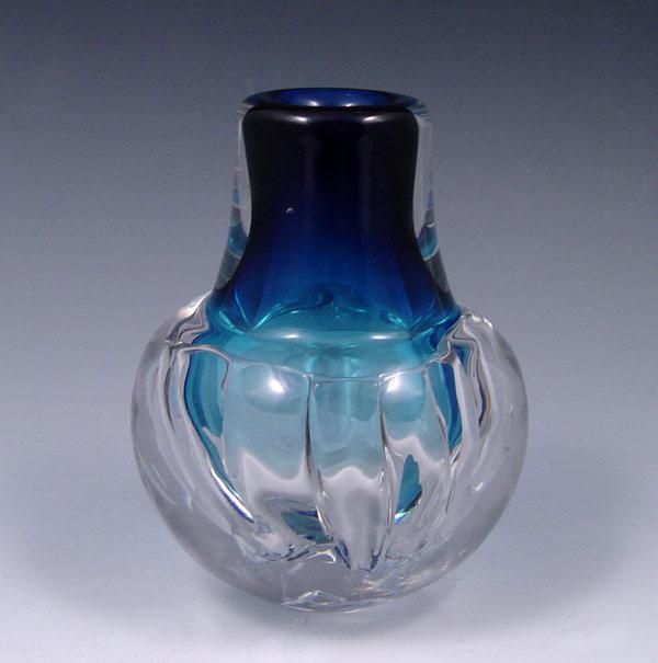 Appraisal: KONRAD HEBERMEIER MID CENTURY ART GLASS VASE Blue fades to