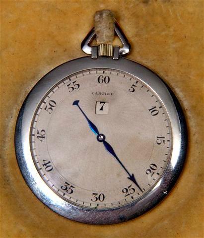 Appraisal: A CARTIER PLATINUM CASED 'JUMP HOUR' OPEN FACED POCKET WATCH