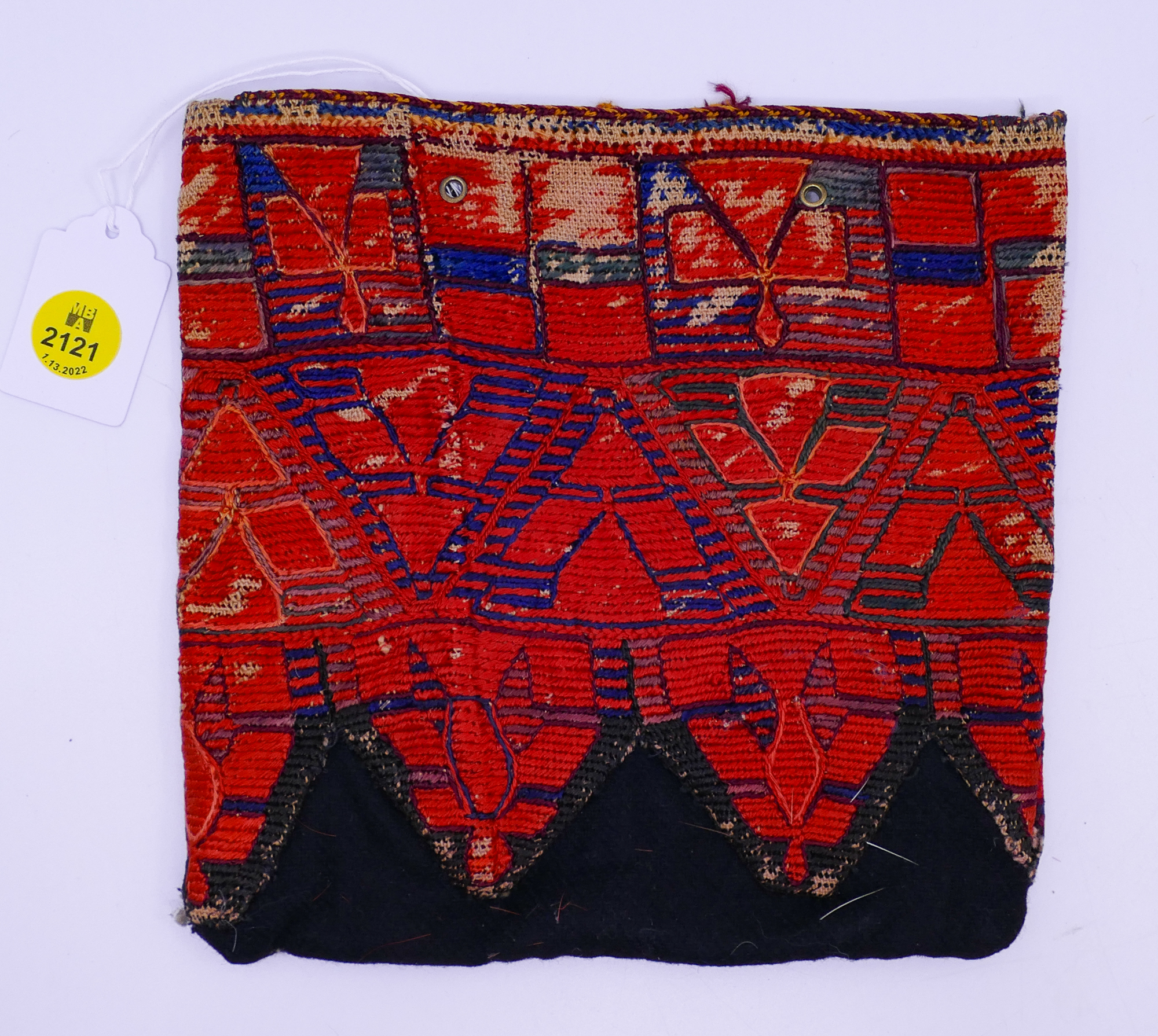 Appraisal: Antique Kashmiri Woven Handbag- x ''