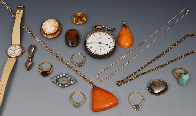 Appraisal: Quantity of miscellaneous jewelleryincluding a silver pocket watch a cameo