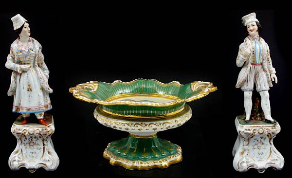 Appraisal: An English miniature porcelain tea service comprising a teapot covered