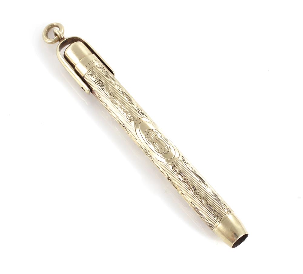 Appraisal: Tiffany Co gold pendant pencil circa ornate design engraved with