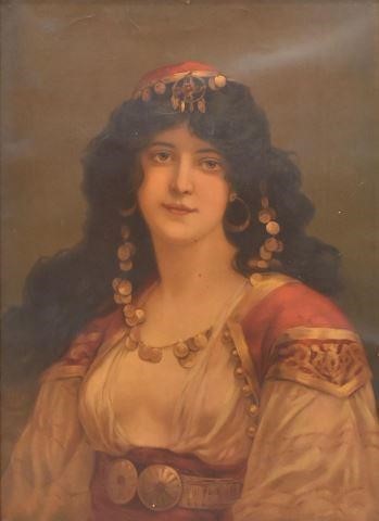 Appraisal: Framed chromolithograph on paper Orientalist Portrait tear in lower right