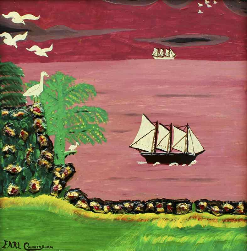 Appraisal: CUNNINGHAM Earl American - ''Black Schooner At Full Speed'' Oil