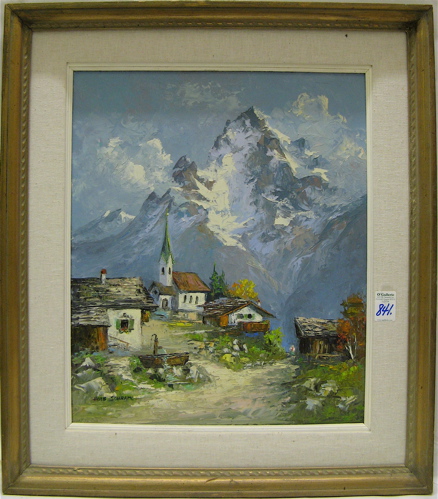 Appraisal: HERB SCHRAML OIL ON PANEL American th century Swiss mountain