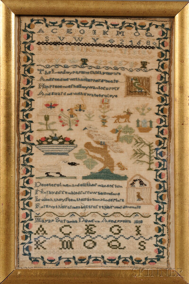 Appraisal: Needlework Sampler May Susanna Dawson Aged years executed with silk