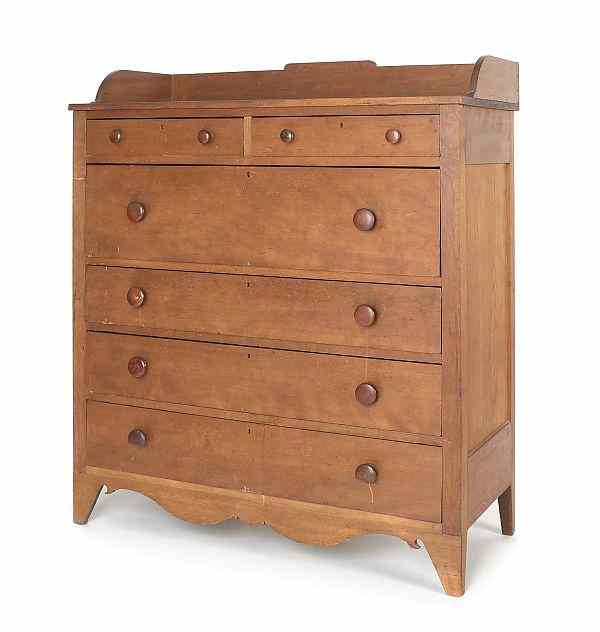 Appraisal: Cherry or applewood chest of drawers th c h w