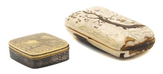 Appraisal: A Japanese Komai Iron Box and Lacquered Ivory Article the