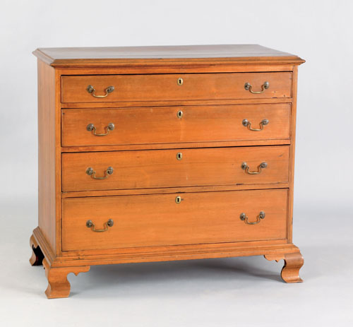 Appraisal: Pennsylvania Chippendale walnut chest of drawers late th c with