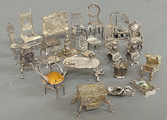 Appraisal: - Group of miniature silver and silverplate furniture and accessories