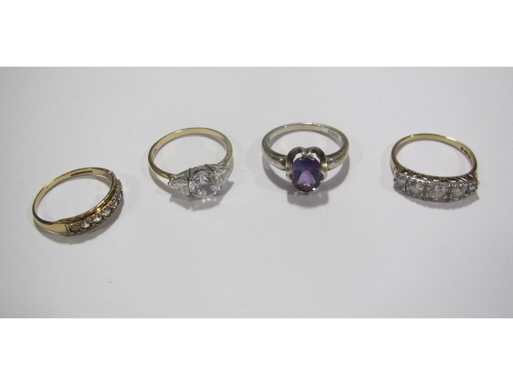 Appraisal: Lot comprising a ct gold cz set ring a ct