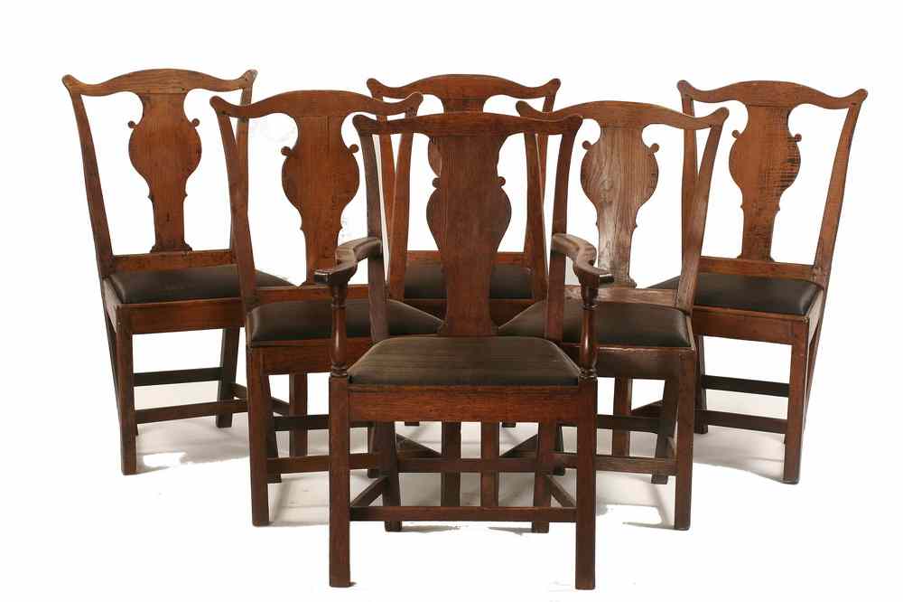 Appraisal: RARE SET ENGLISH CHAIRS - Six th c English Oak