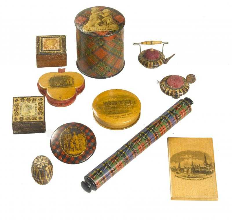 Appraisal: FIVE ARTICLES OF MINIATURE TUNBRIDGE WARE AND SIX OF SCOTTISH