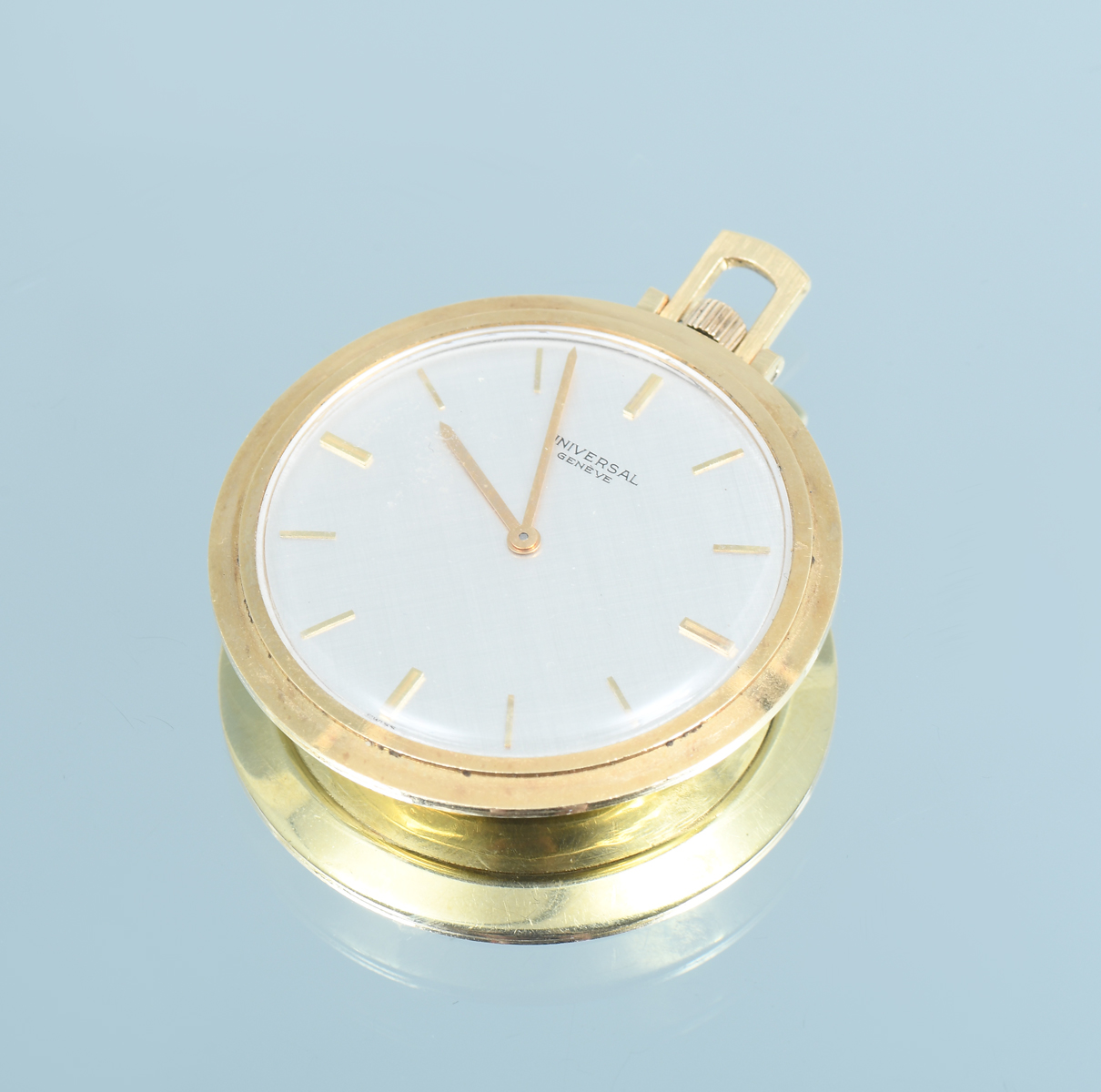 Appraisal: UNIVERSAL GENEVE J K OPEN FACE POCKET WATCH K yellow