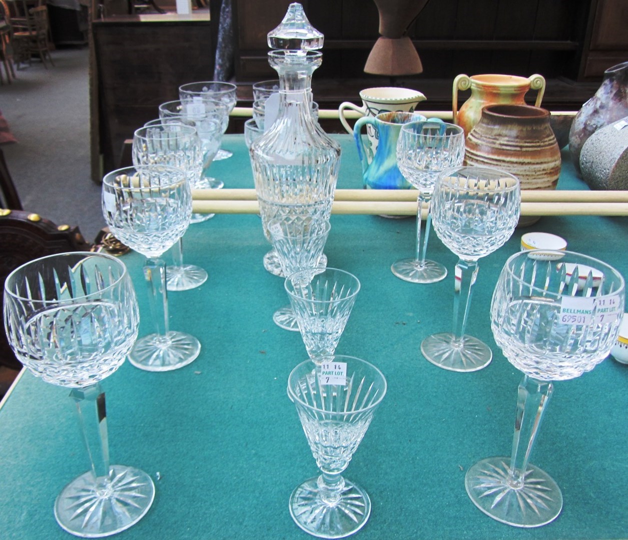 Appraisal: A Waterford 'Tranmore' crystal decanter and stopper six matching hock