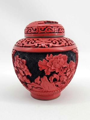 Appraisal: Carved and Lacquered Chinese Cinnabar Ginger JarA Chinese cinnabar ginger