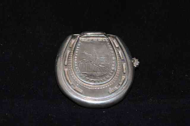 Appraisal: A SILVER VESTA CASE in the form of a horseshoe