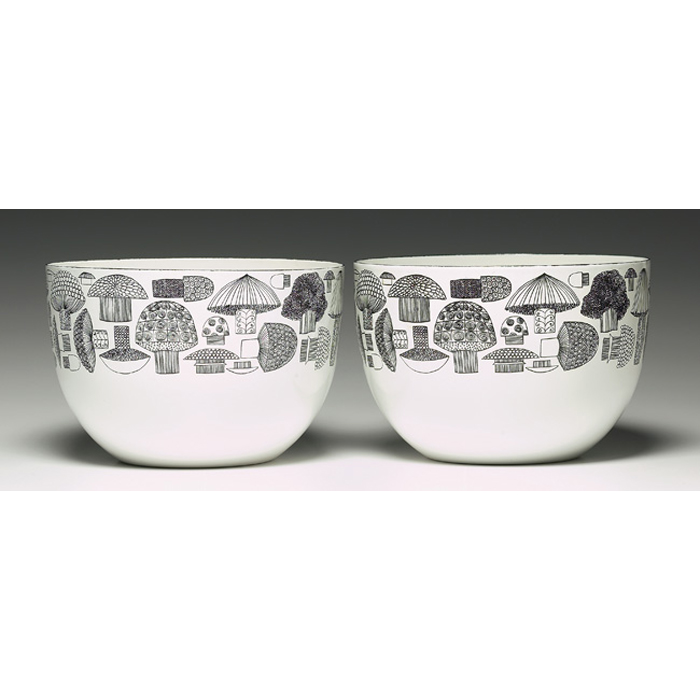 Appraisal: Finel bowls two one shown broad metal shape in white