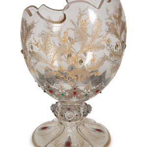 Appraisal: A Moser Gilded and Jeweled Enameled Crystal Vase Late th