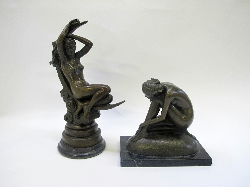 Appraisal: Two bronzed figures of nude females