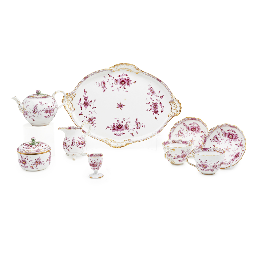 Appraisal: MEISSEN PORCELAIN 'INDIAN PINK' CABARET SERVICE TH CENTURY comprising a