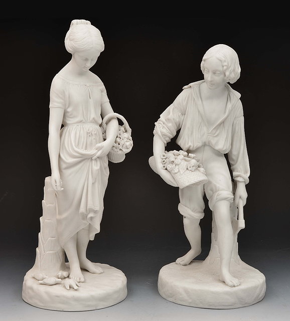 Appraisal: Copeland Parian pair of figures'Paul' and 'Virginia' cm high