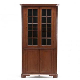 Appraisal: North Carolina Federal Corner Cupboard circa walnut yellow pine secondary